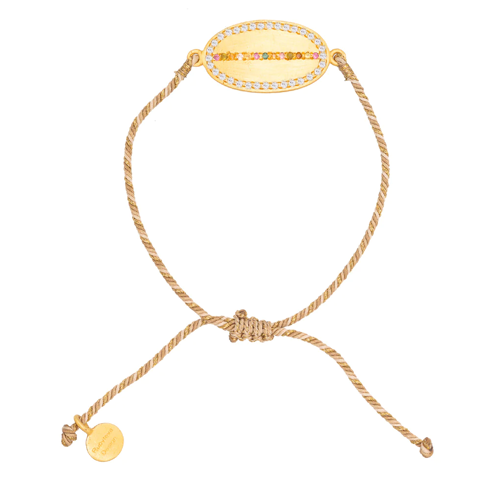 RT23 Carmen Beige String Bracelet MULTI TOURMALINE + CUBIC ZIRCONIA