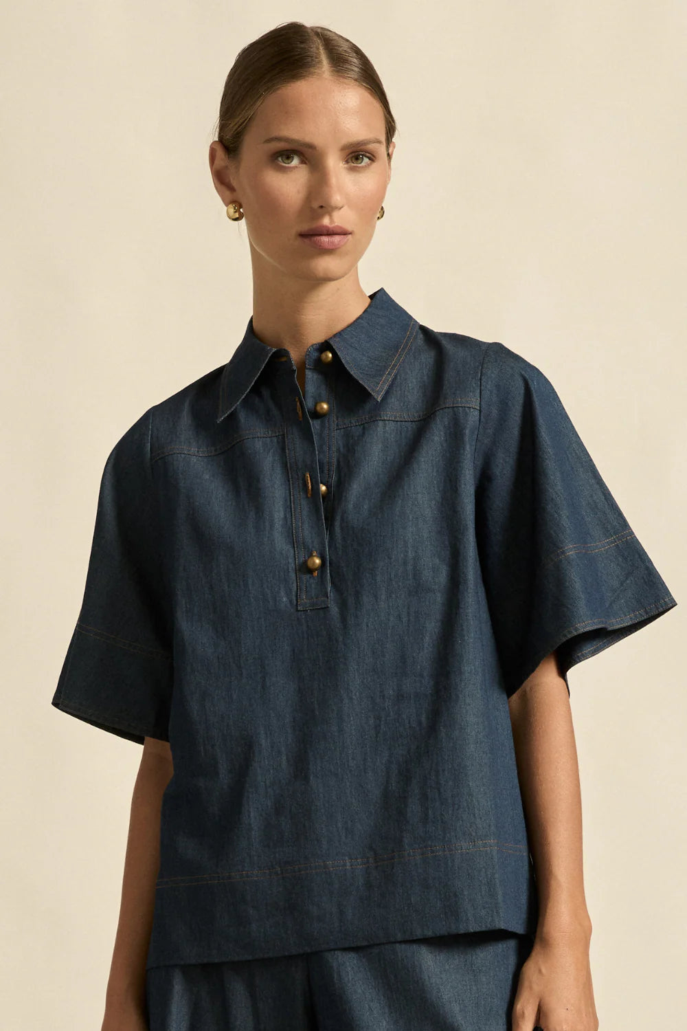 ZOE KRATZMANN Insinuate Top DARK CHAMBRAY