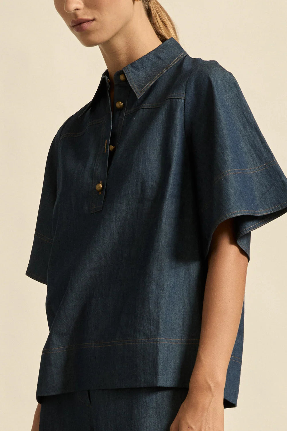 ZOE KRATZMANN Insinuate Top DARK CHAMBRAY
