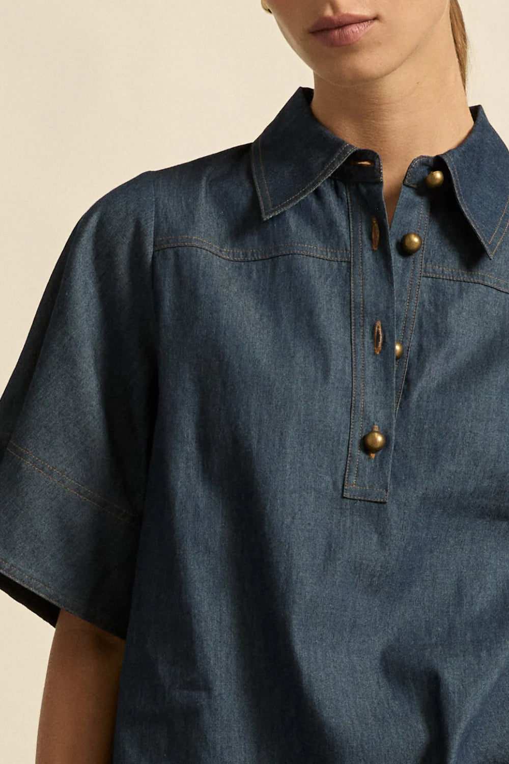 ZOE KRATZMANN Insinuate Top DARK CHAMBRAY