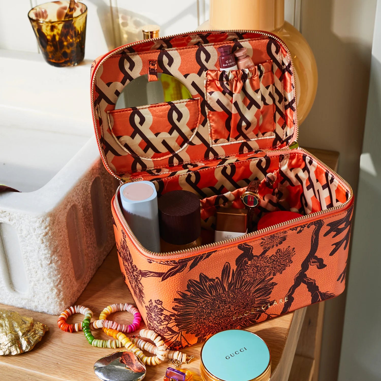 SAGE & CLARE Delphine Vanity Case VIVID CORAL