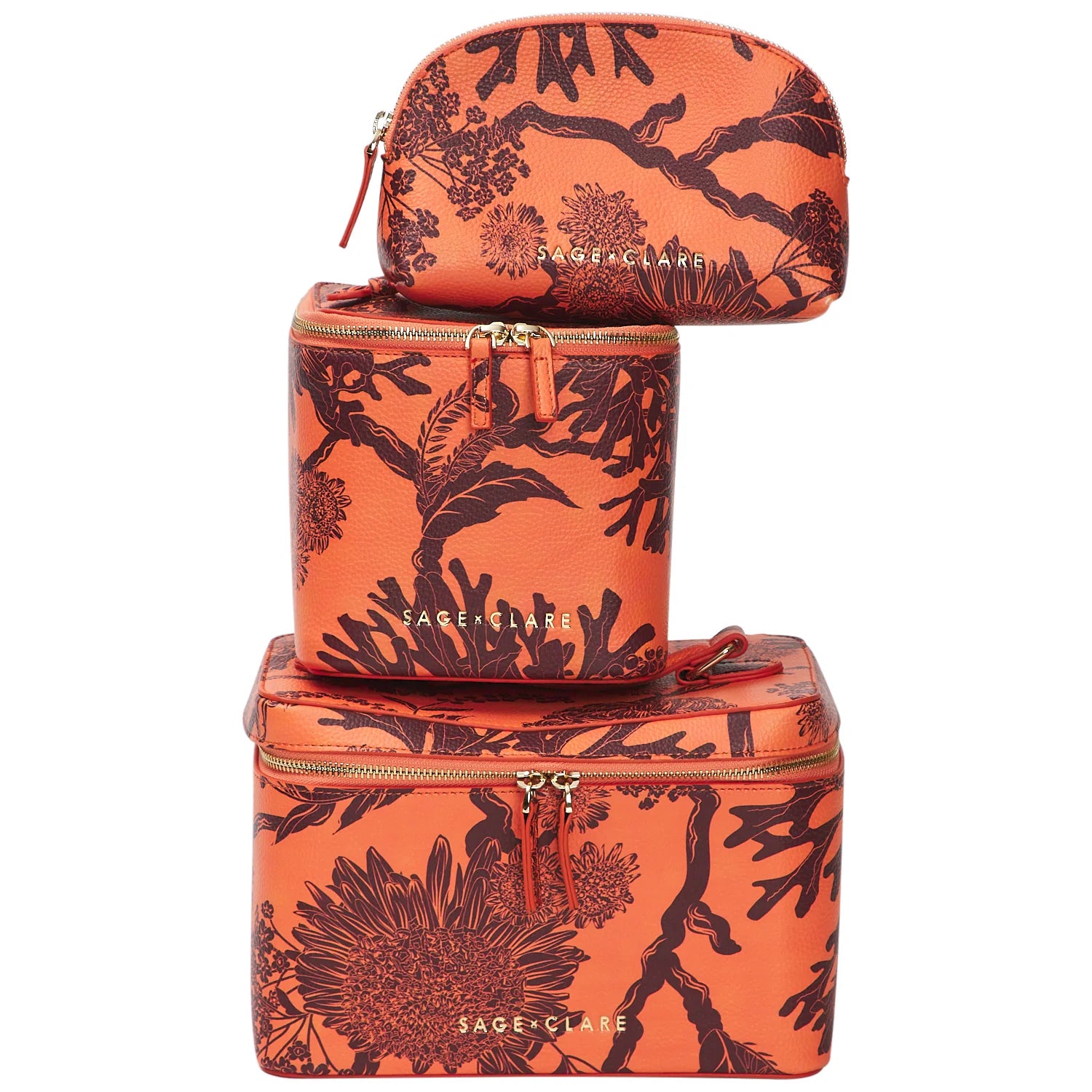 SAGE & CLARE Delphine Vanity Case VIVID CORAL