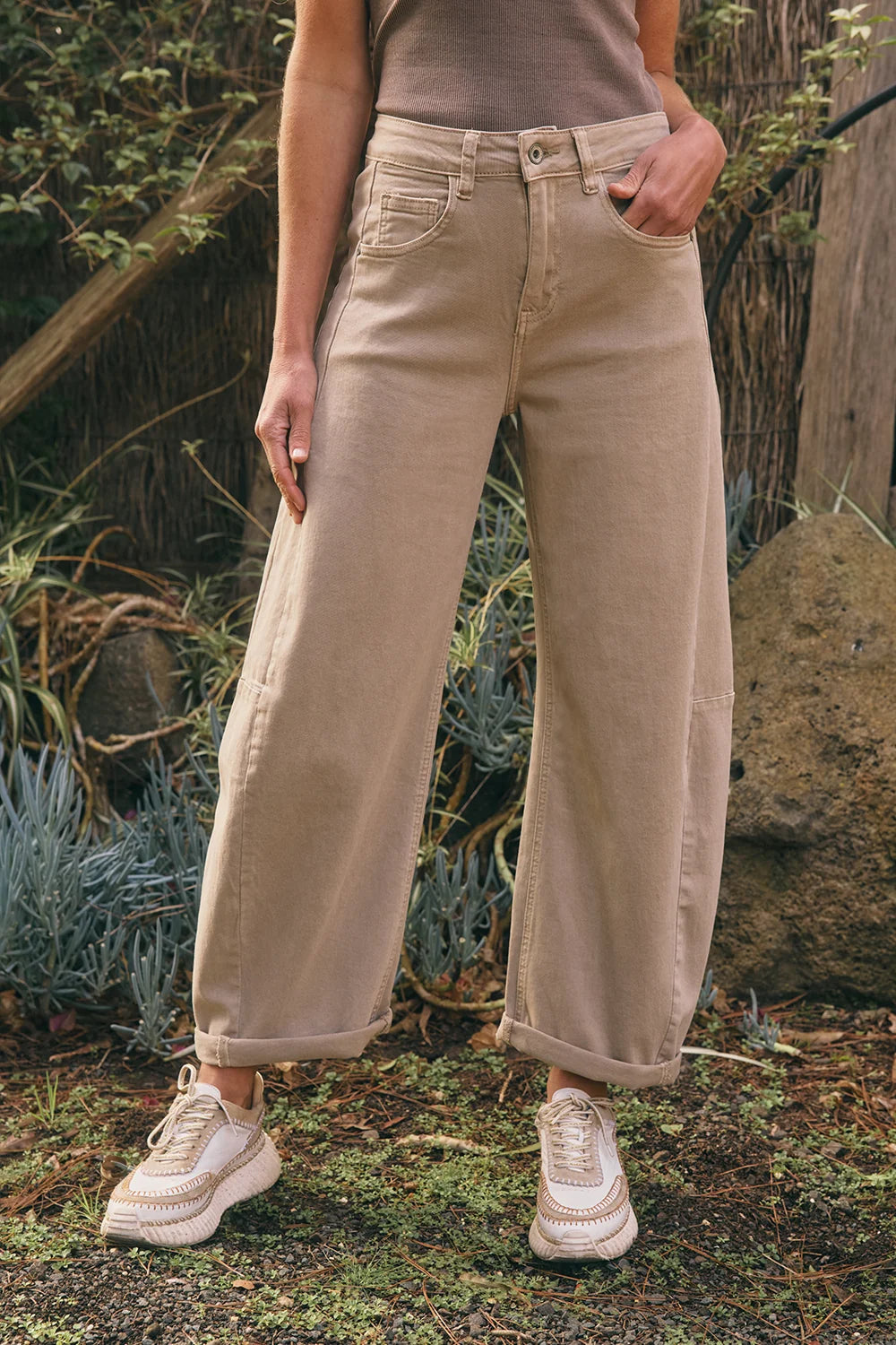 ITALIAN STAR Idaho Barrel Jean BEIGE