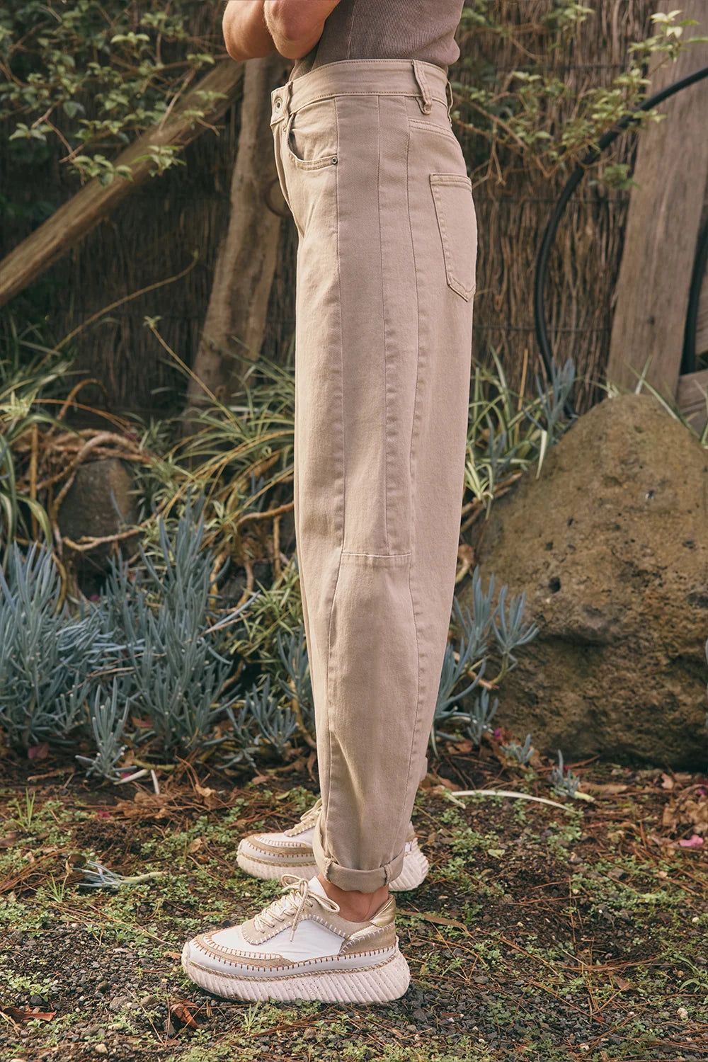 ITALIAN STAR Idaho Barrel Jean BEIGE