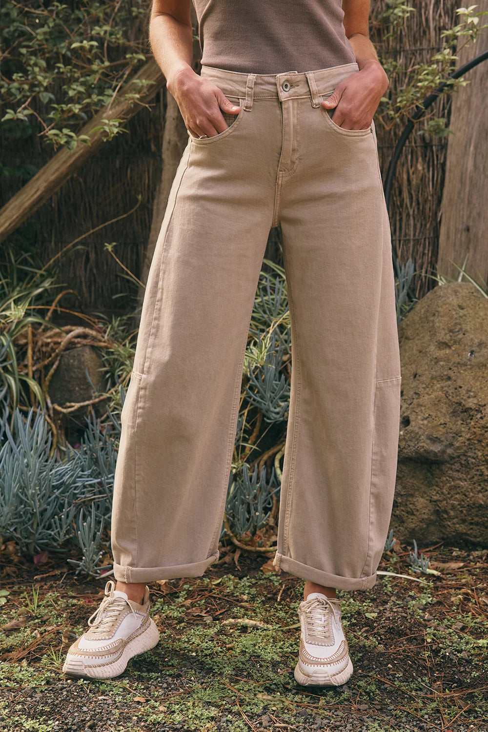 ITALIAN STAR Idaho Barrel Jean BEIGE