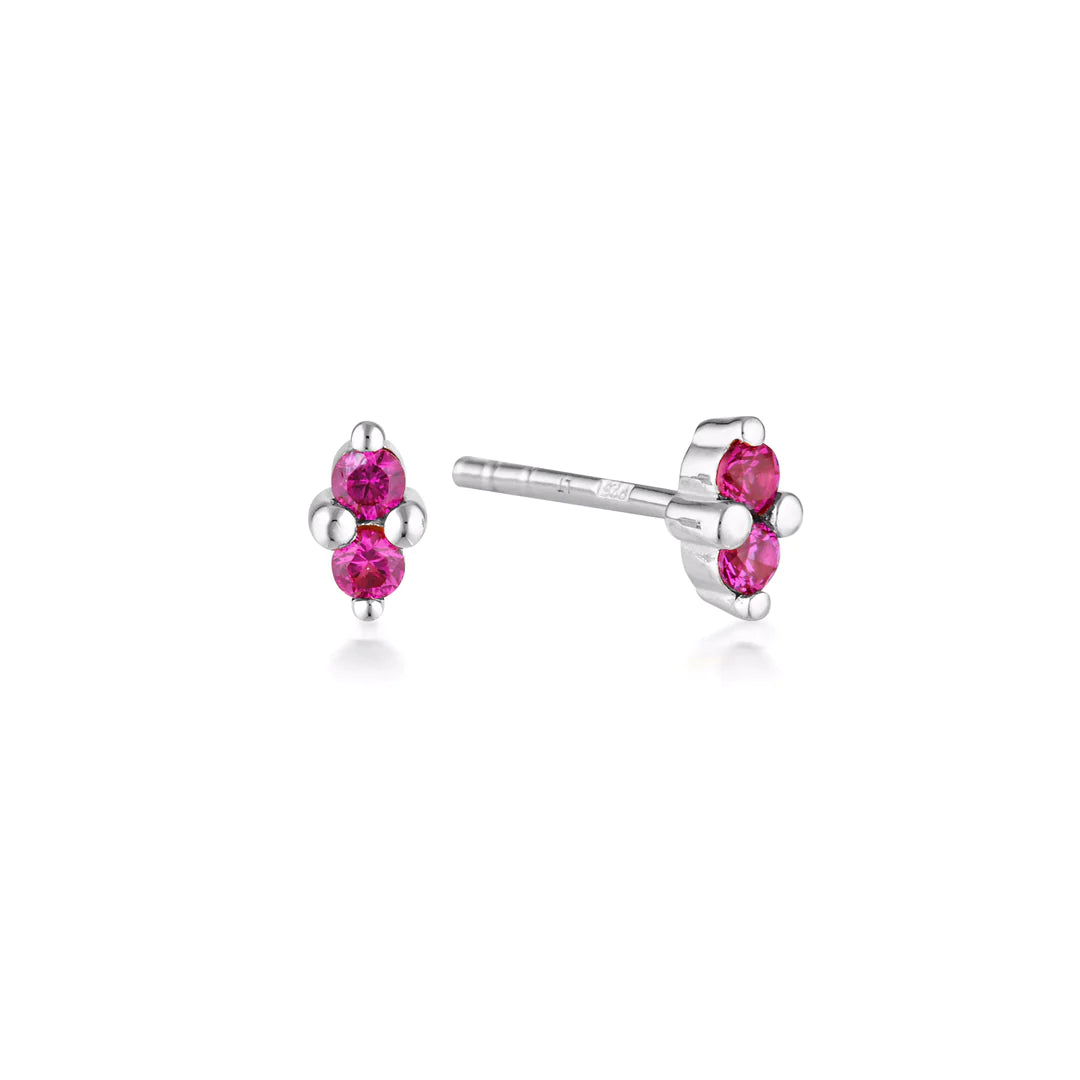 LINDA TAHIJA Birthstone Stud RUBY SILVER