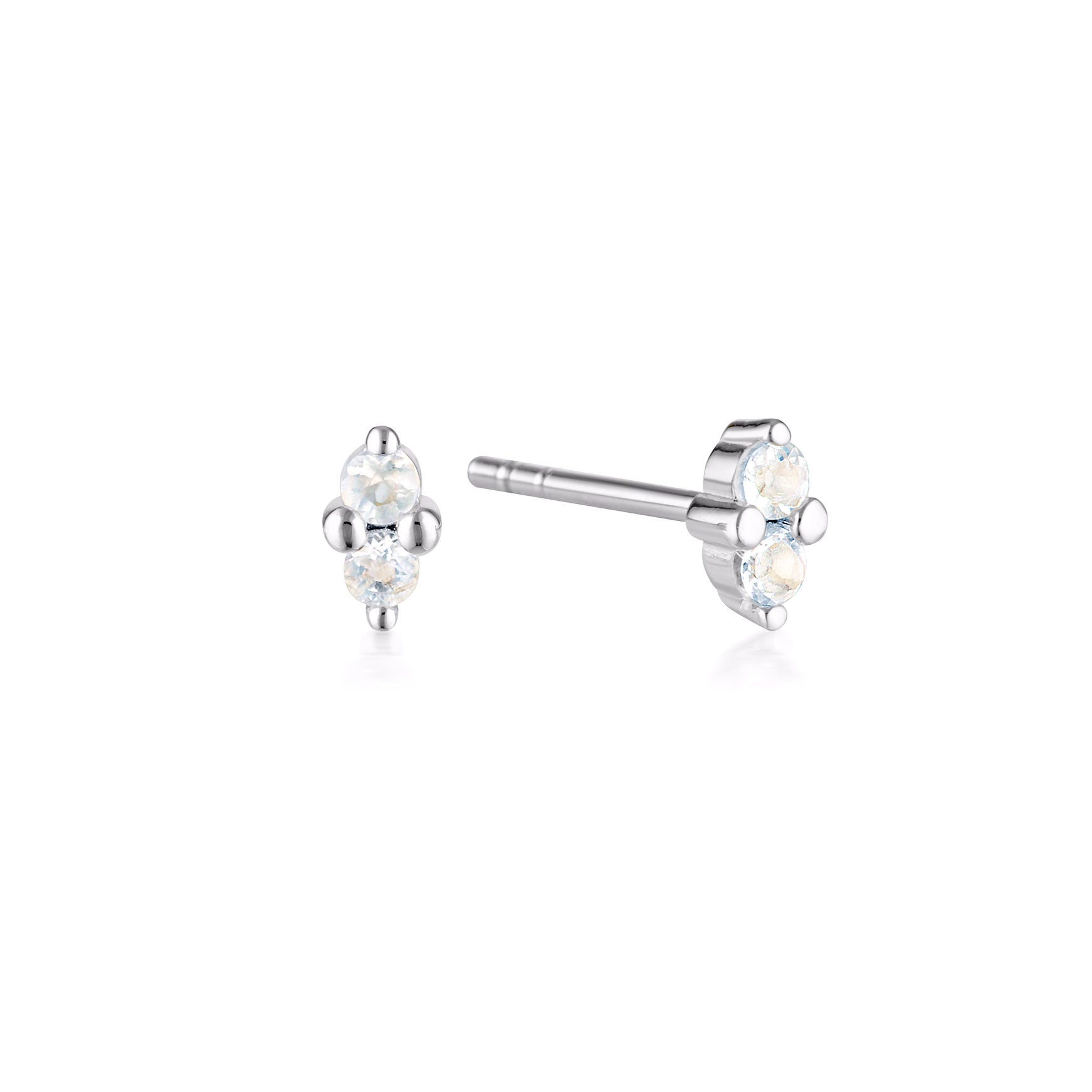 LINDA TAHIJA Birthstone Stud MOONSTONE SILVER