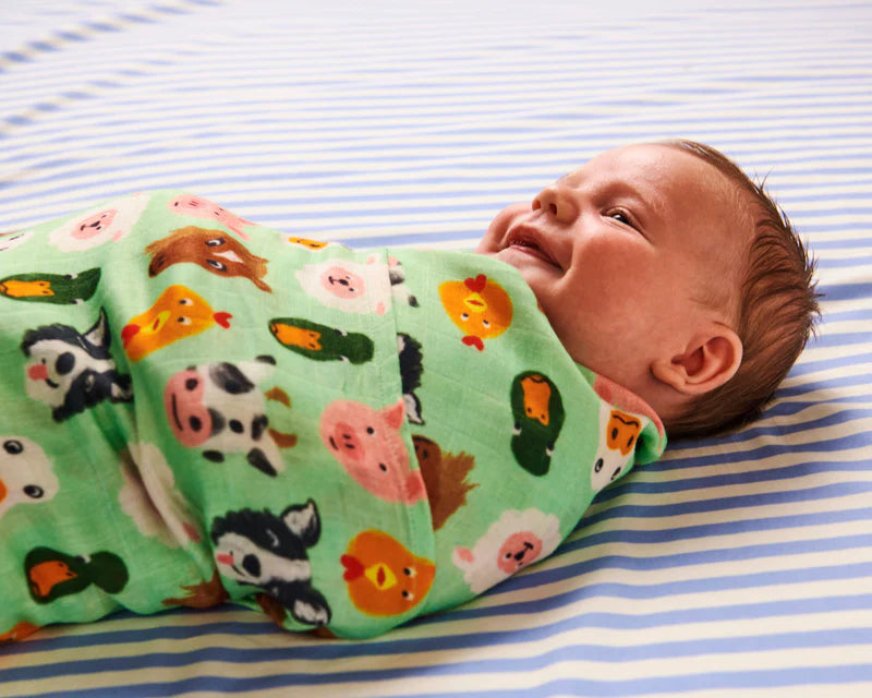 KIP & CO Bamboo Swaddle FARM FRIENDS