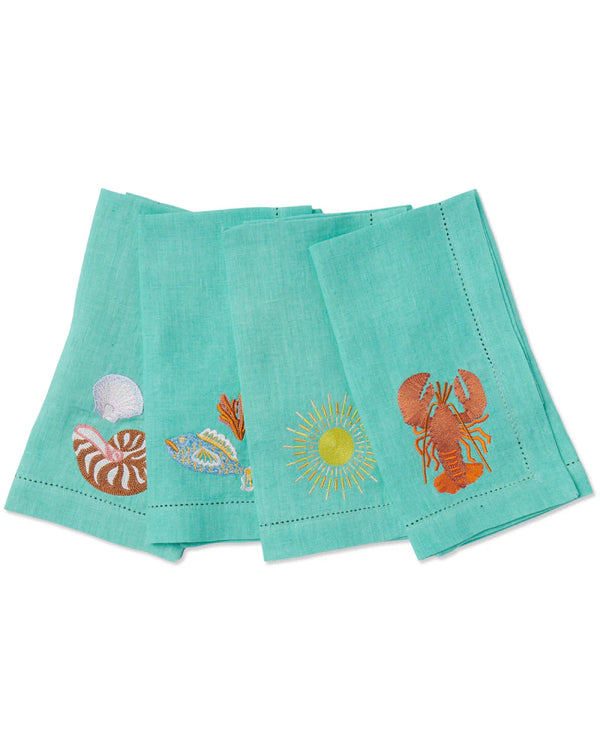 KIP & CO Embroidered Napkin Set 4 CAPRI