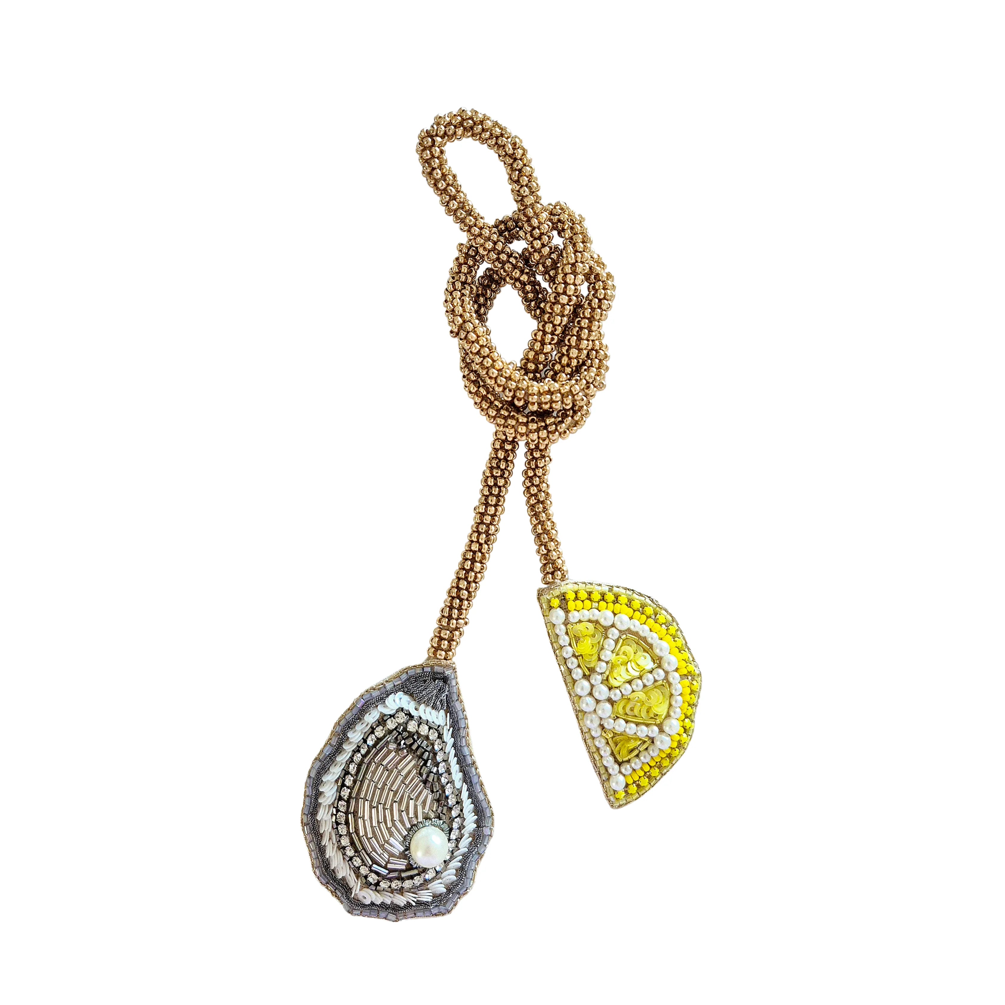 Oyster & Lemon Beaded Bag Charm