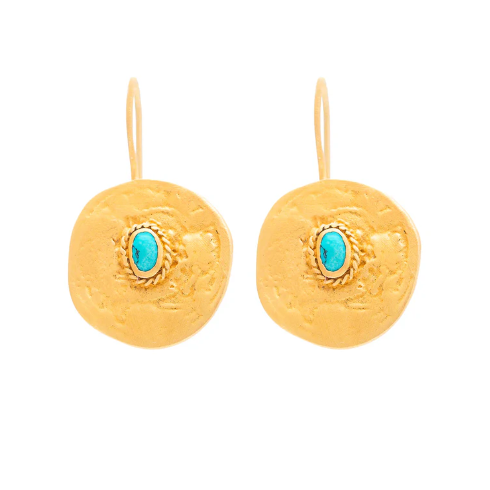 Ruby Teva Cleopatra Coin Earrings TURQUOISE