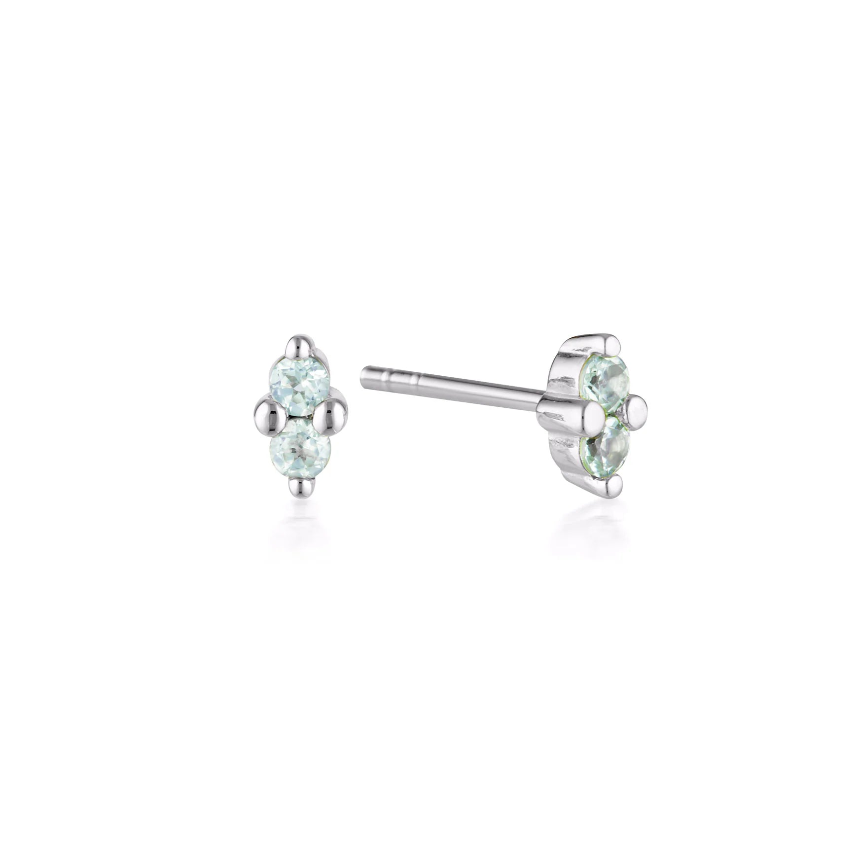 LINDA TAHIJA Birthstone Stud AQUAMARINE SILVER