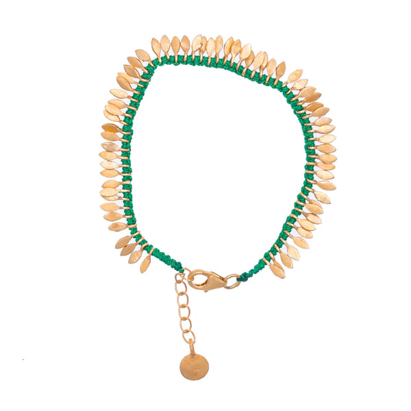 Ruby Teva Green Maya Bracelet GOLD LEAF CHARMS