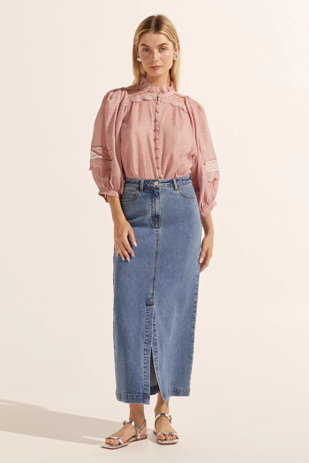 ZK Meridian Skirt MID WASH DENIM