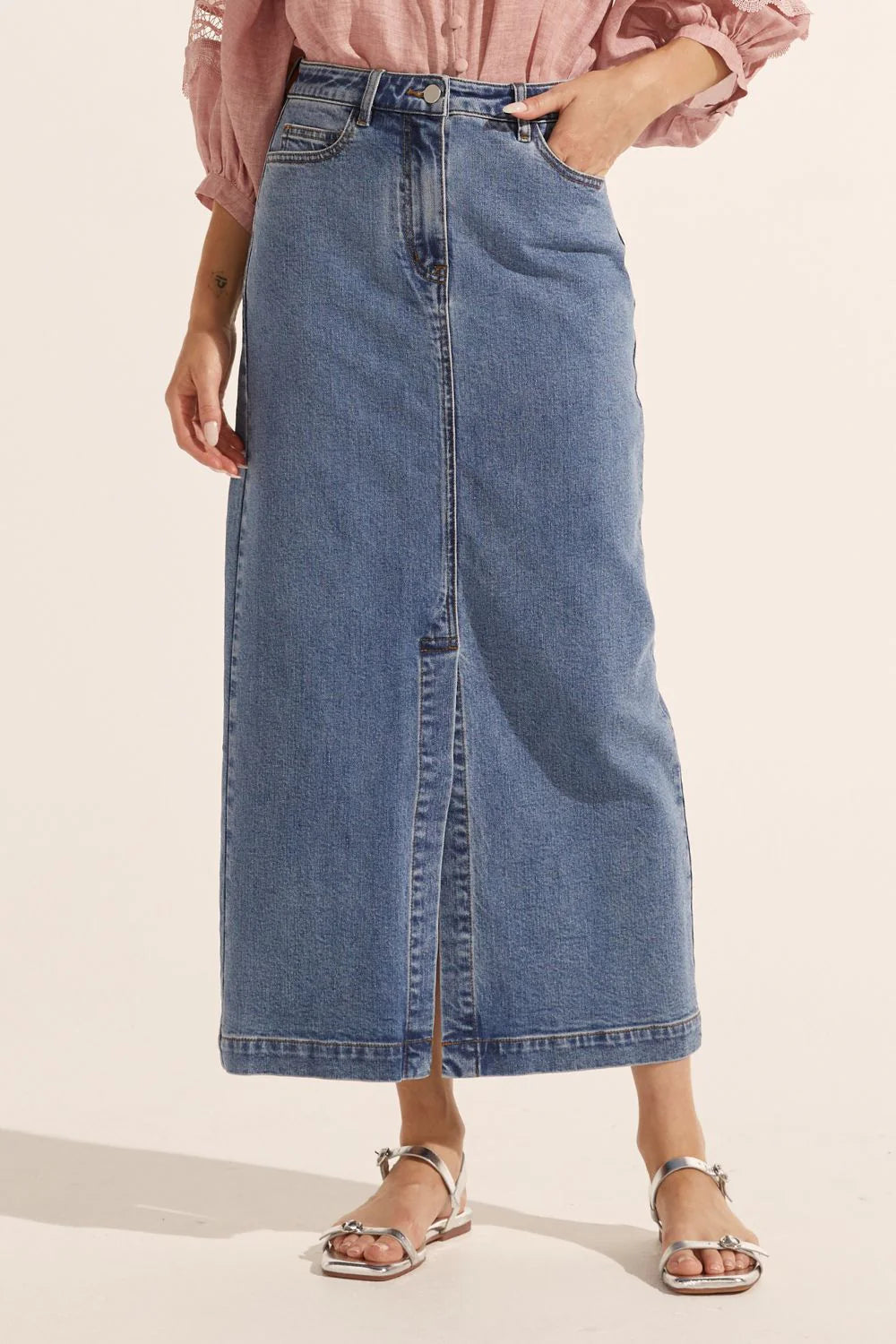 ZK Meridian Skirt MID WASH DENIM