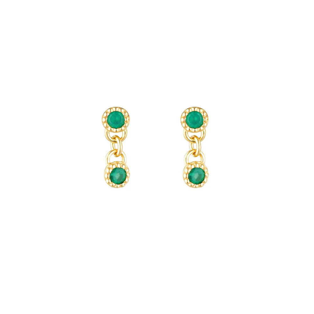 LINDA Meteor Stud GOLD GREEN ONYX