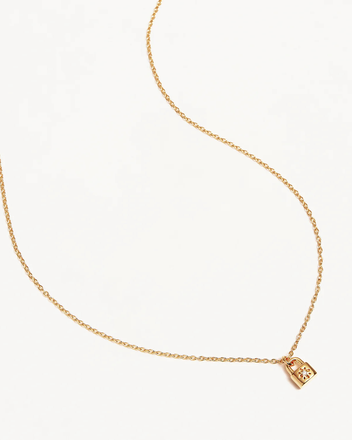 By Charlotte Crystal Lotus Padlock Necklace GOLD