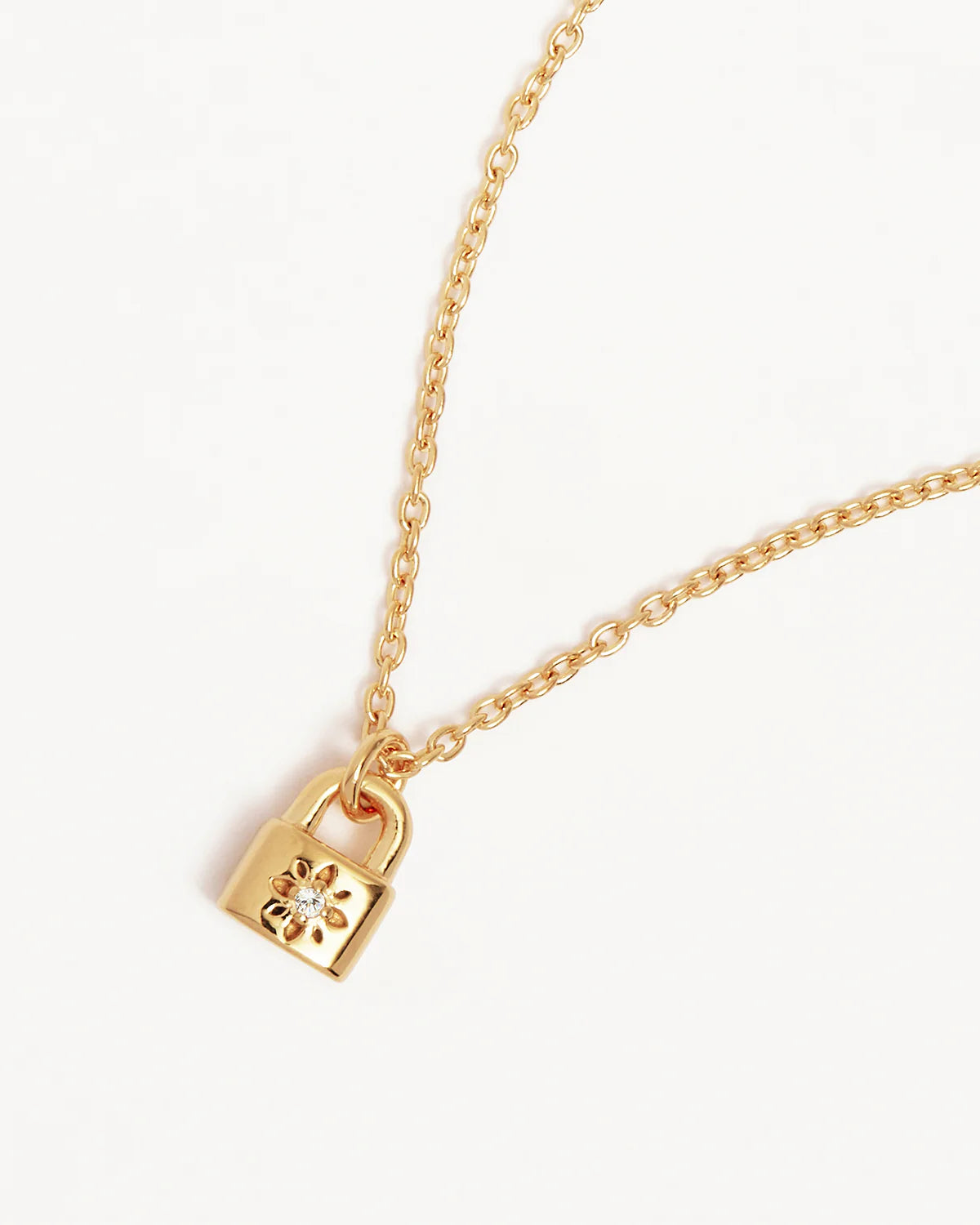 By Charlotte Crystal Lotus Padlock Necklace GOLD
