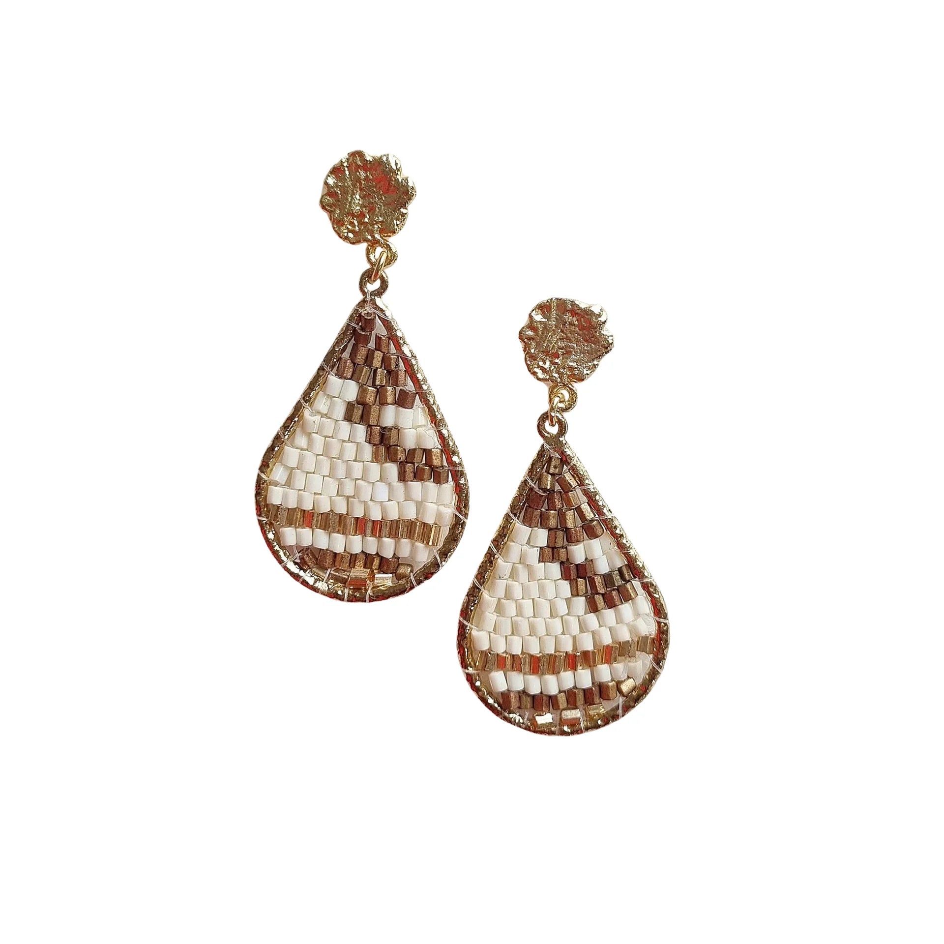 Beaded Teardrop Earrings NATURAL