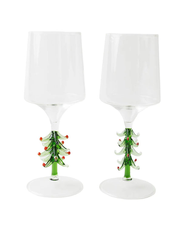 KIP & CO Wine Glass Set 2 OH CHRISTMAS TREE