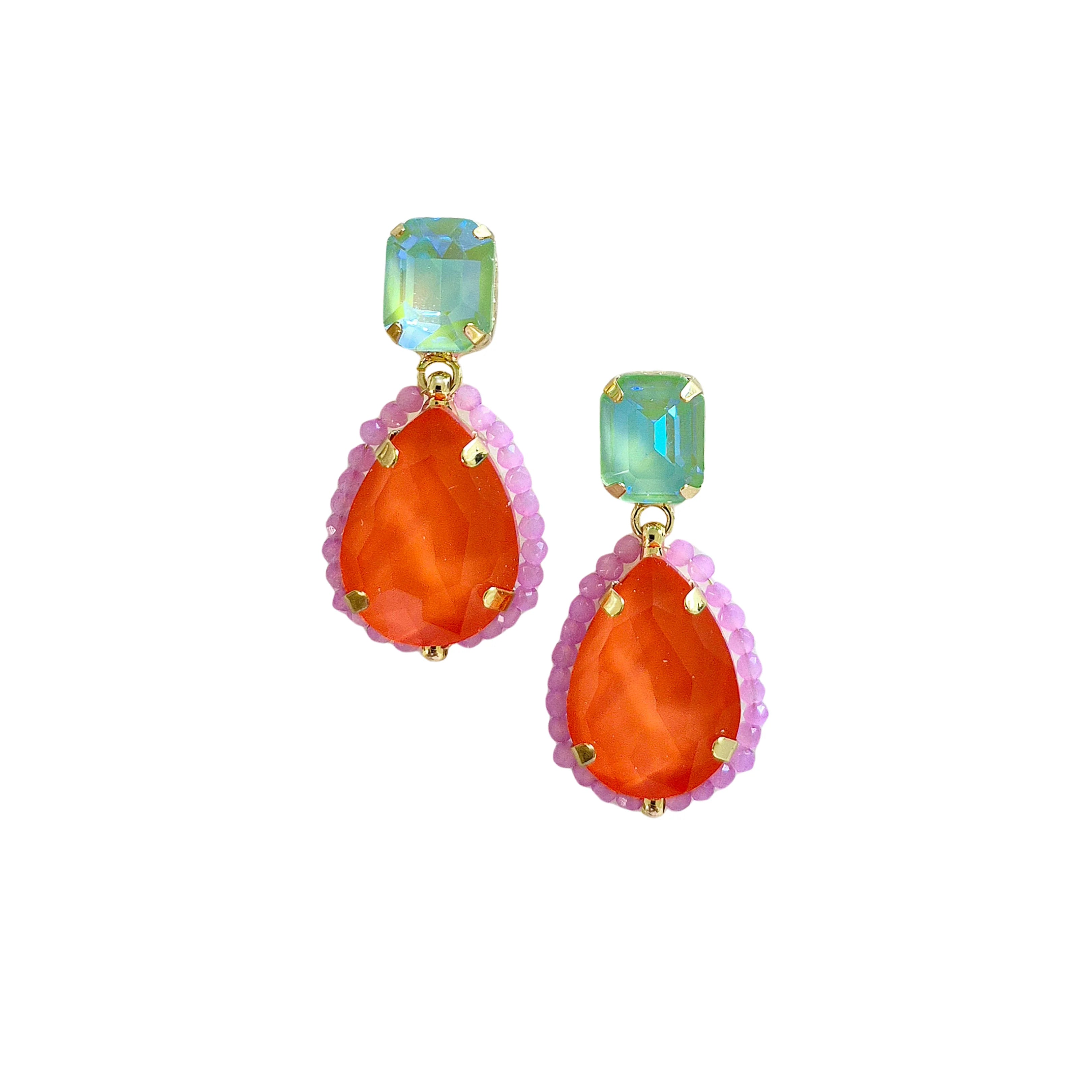 Olivia Statement Earrings GREEN/ORANGE