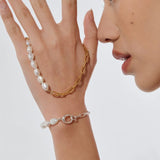 LINDA Paperclip Baroque Pearl Bracelet SILVER