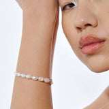 LINDA Paperclip Baroque Pearl Bracelet SILVER