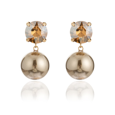 Crystal & Ball Earrings PLATINUM