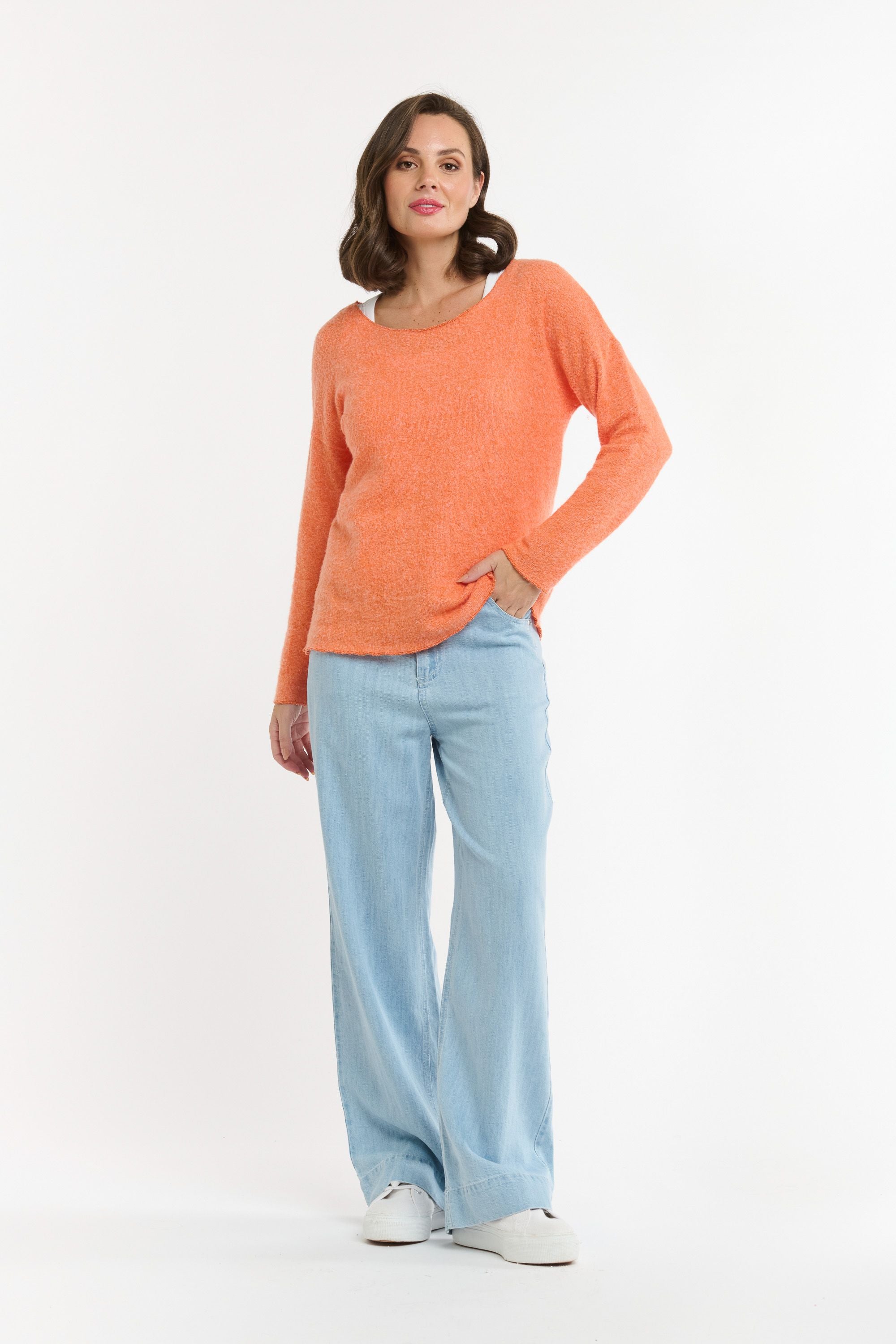 URBAN LUXURY Lurex Long Sleeve TANGERINE