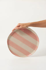 JONES & CO Cabana Stripe Platter PINK