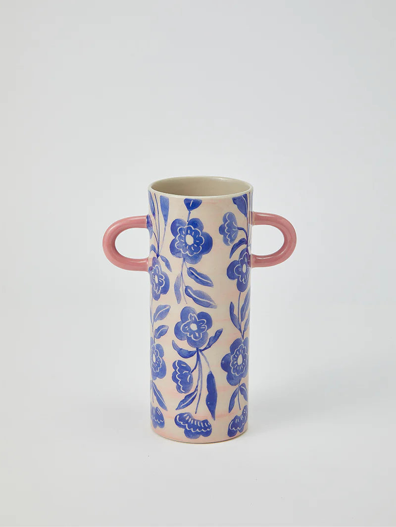 JONES & CO Griffe Blue Floral Bud Vase