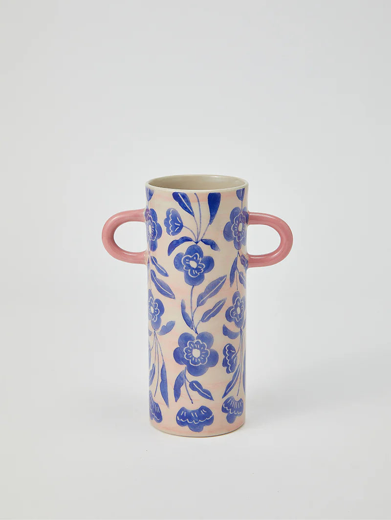 JONES & CO Griffe Blue Floral Bud Vase