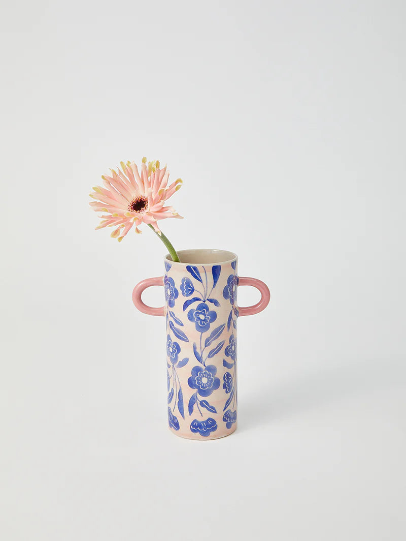 JONES & CO Griffe Blue Floral Bud Vase
