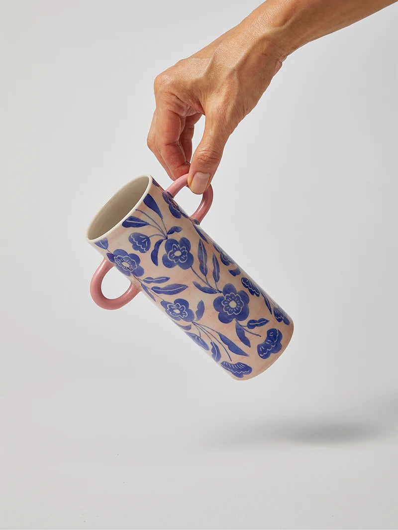 JONES & CO Griffe Blue Floral Bud Vase
