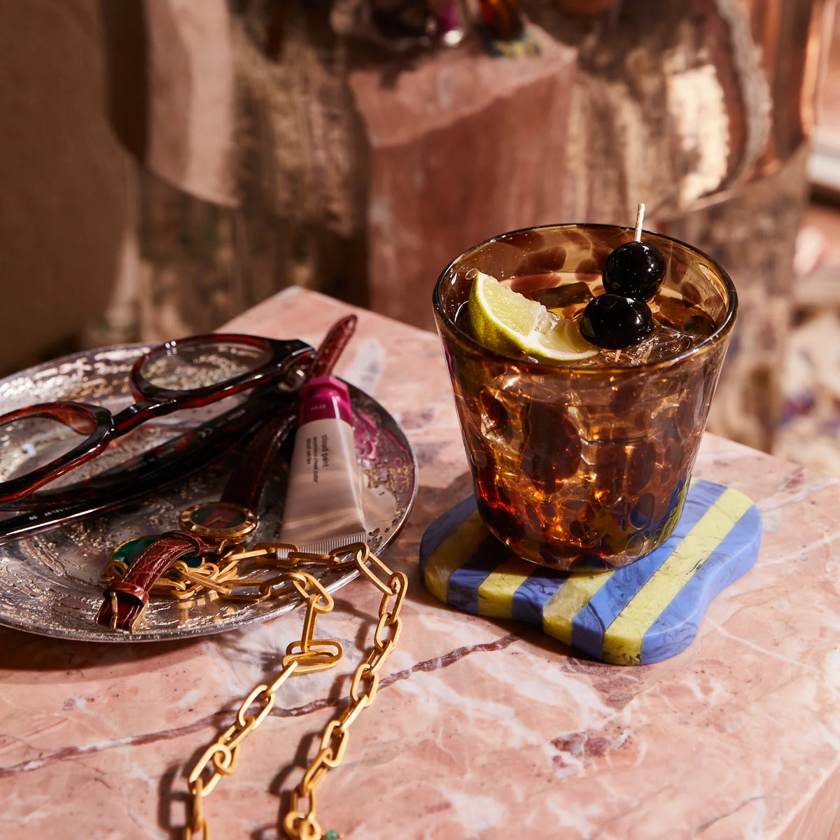 SAGE X CLARE Noellyn Resin Coasters S/2 AZURE