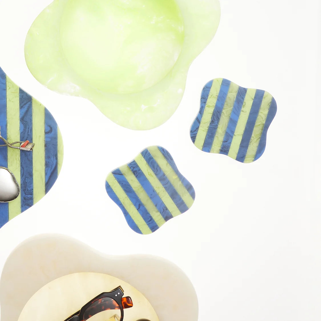 SAGE X CLARE Noellyn Resin Coasters S/2 AZURE
