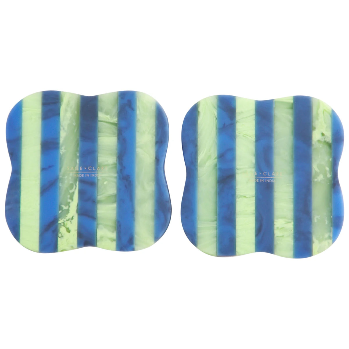 SAGE X CLARE Noellyn Resin Coasters S/2 AZURE