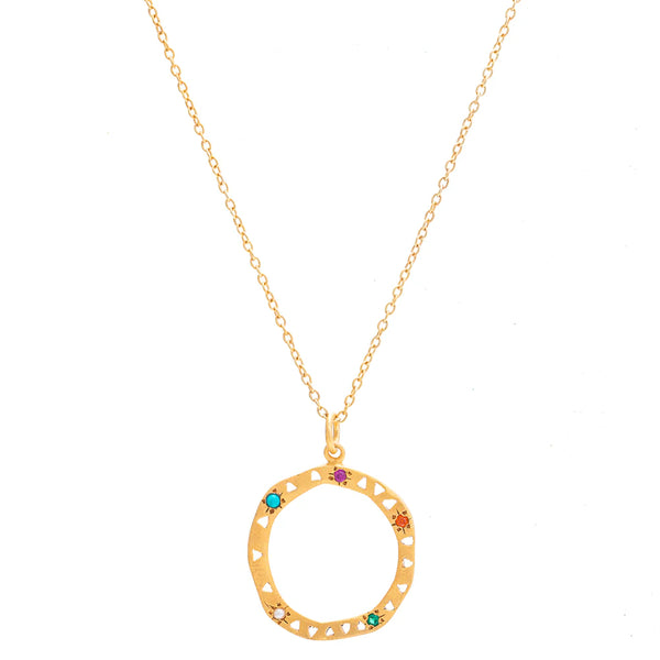 Ruby Teva Gold Plate Safi Necklace MIXED ZIRCONIA