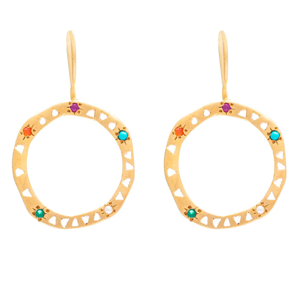 Ruby Teva Gold Plate Safi Earrings MIXED ZIRCONIA