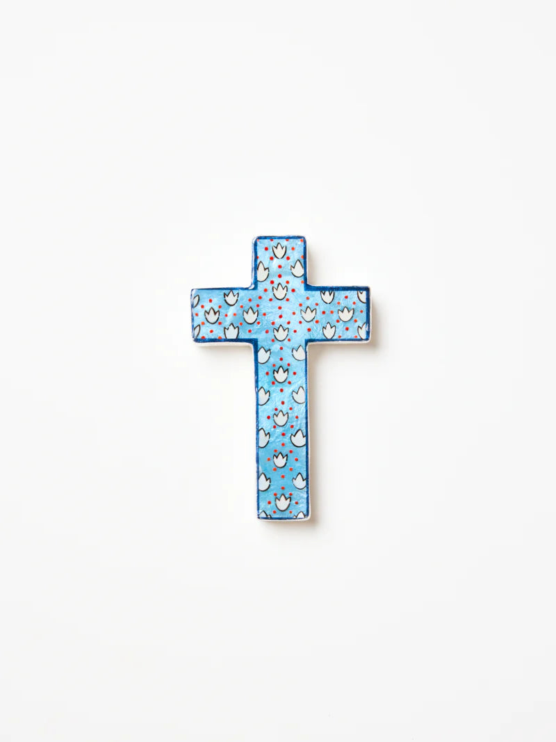 JONES & CO Samira Small Cross BLUE LOTUS