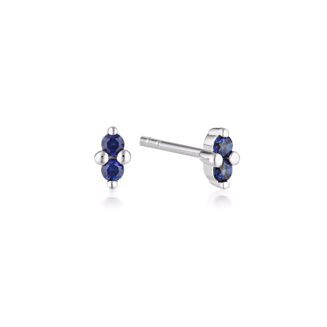 LINDA TAHIJA Birthstone Stud SAPPHIRE SILVER