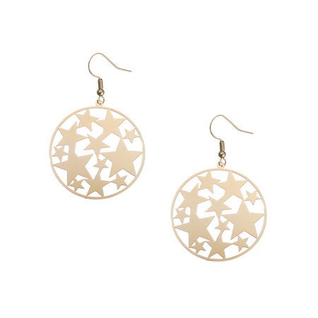 SUN Cutout Star Disc Earrings GOLD