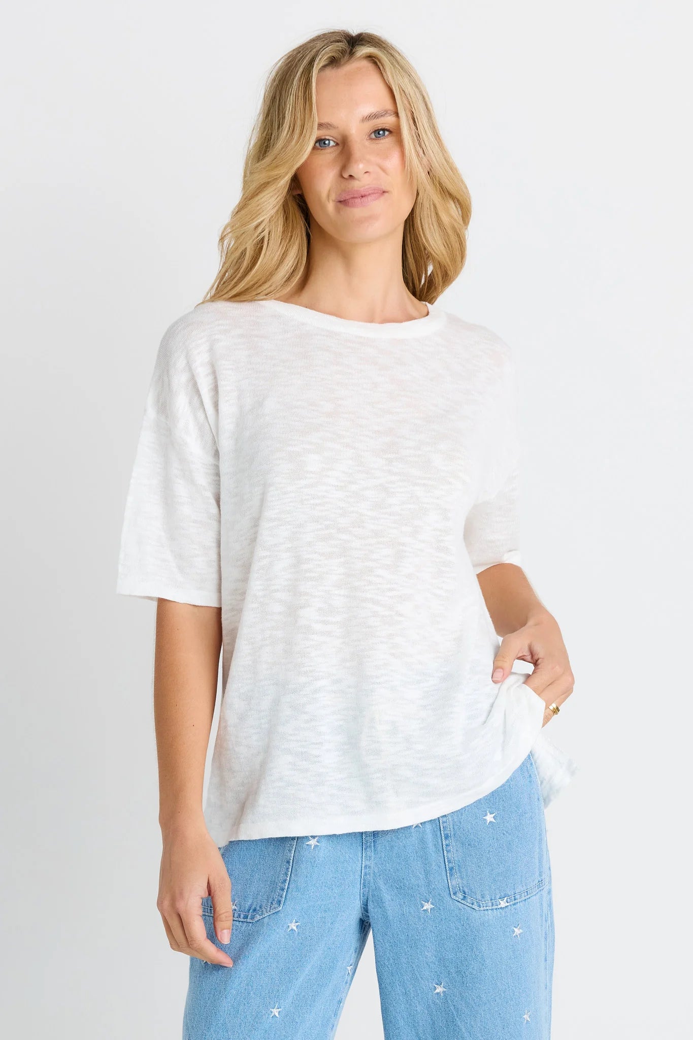 BETTY BASICS Eleni Knit Tee WHITE