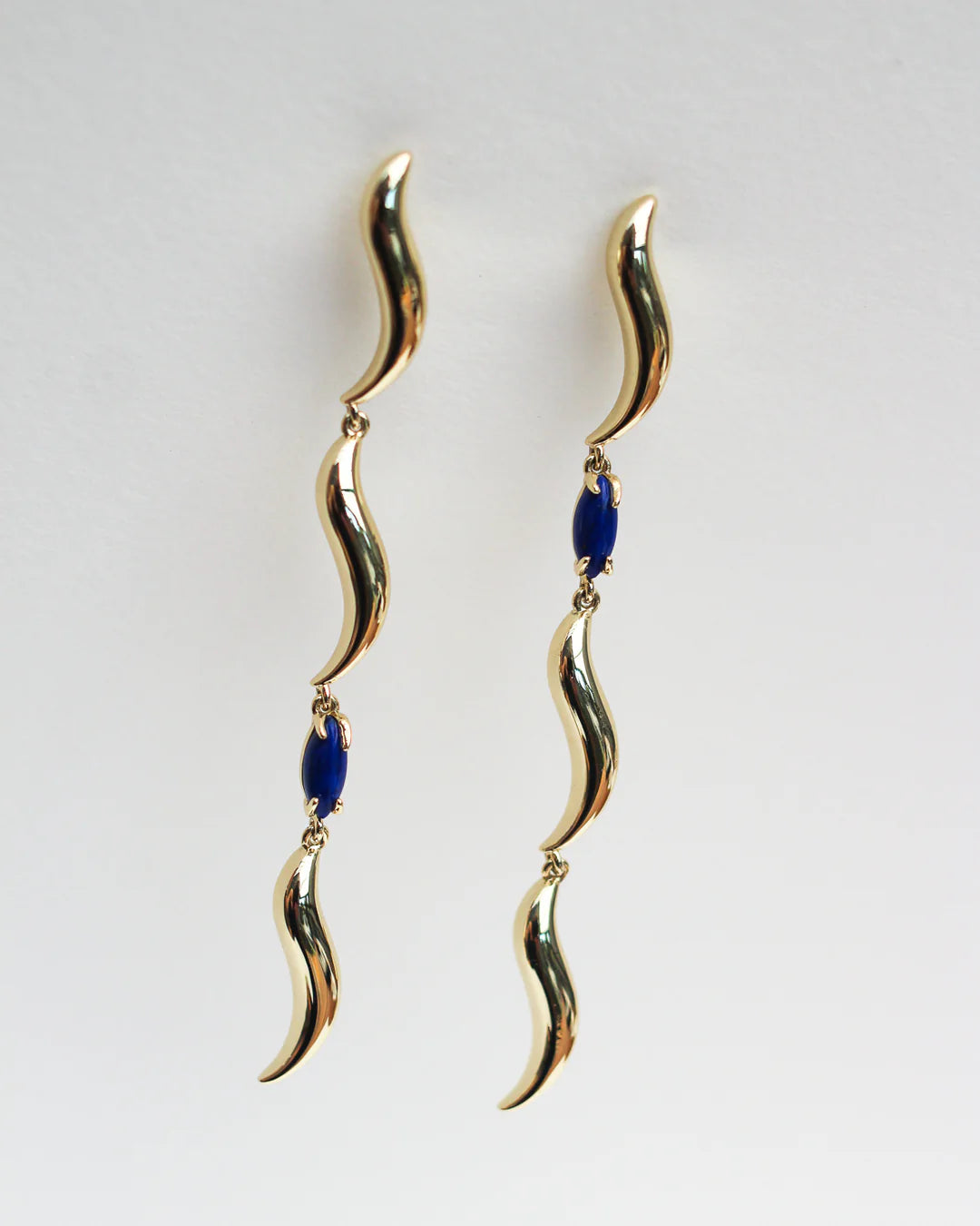 F+H Wipeout Drop Earrings LAPIS GOLD