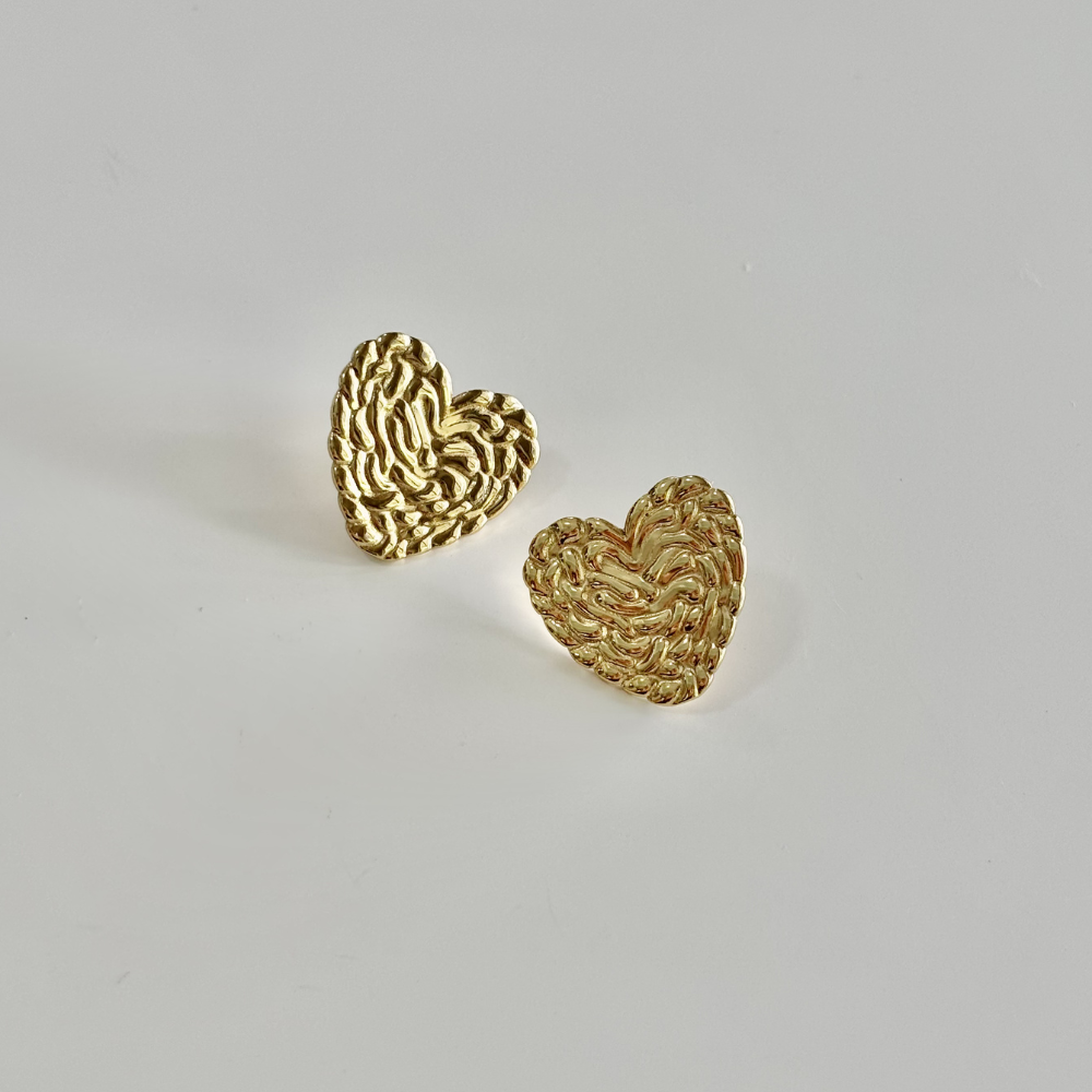 HEI TAI Woven Heart Earrings GOLD