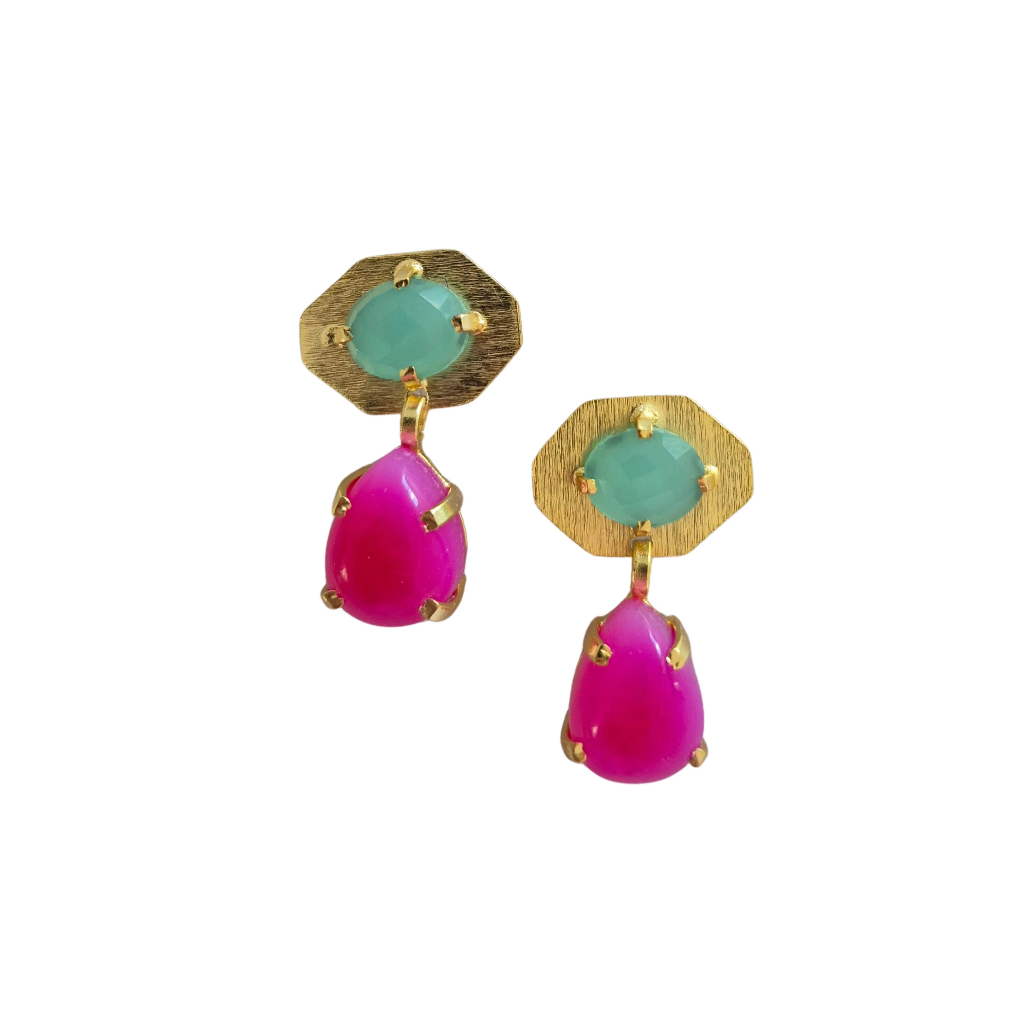Zoe Statement Earrings PINK/GREEN