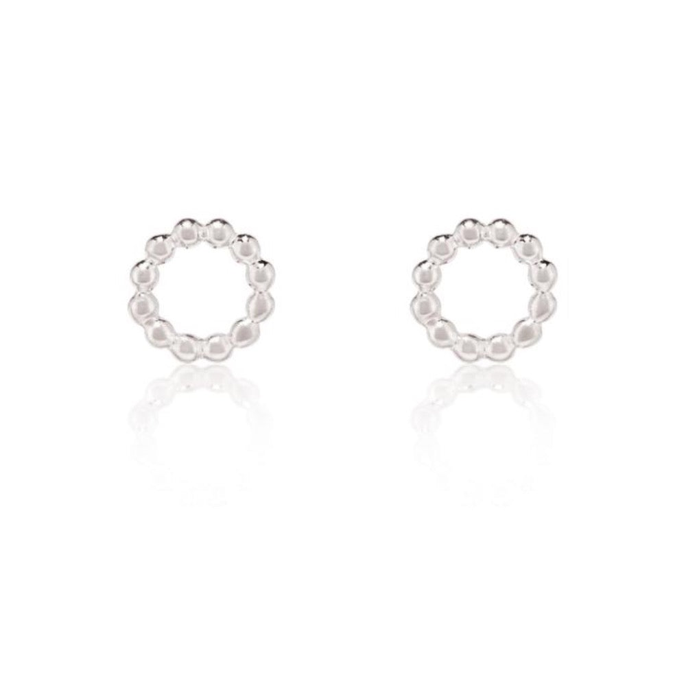 LT - Beaded Circle Stud Earring - SILVER