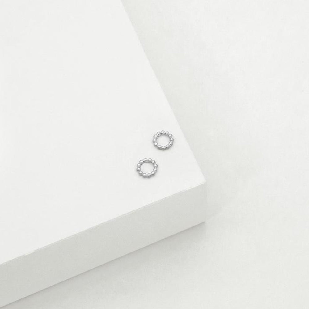 LT - Beaded Circle Stud Earring - SILVER