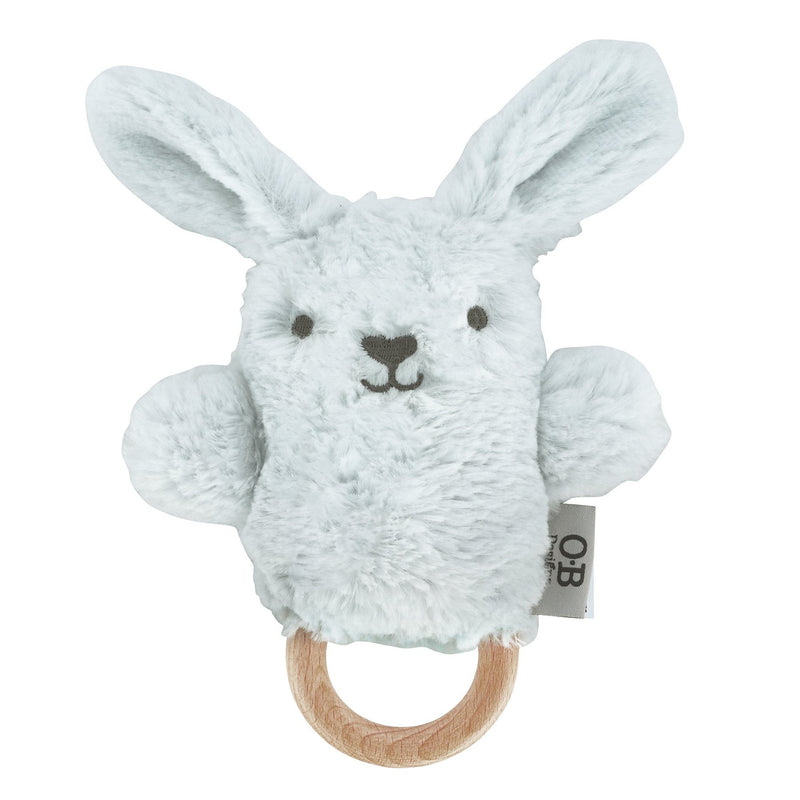 OB DESIGNS Baby rattle and wooden teether BAXTER BUNNY