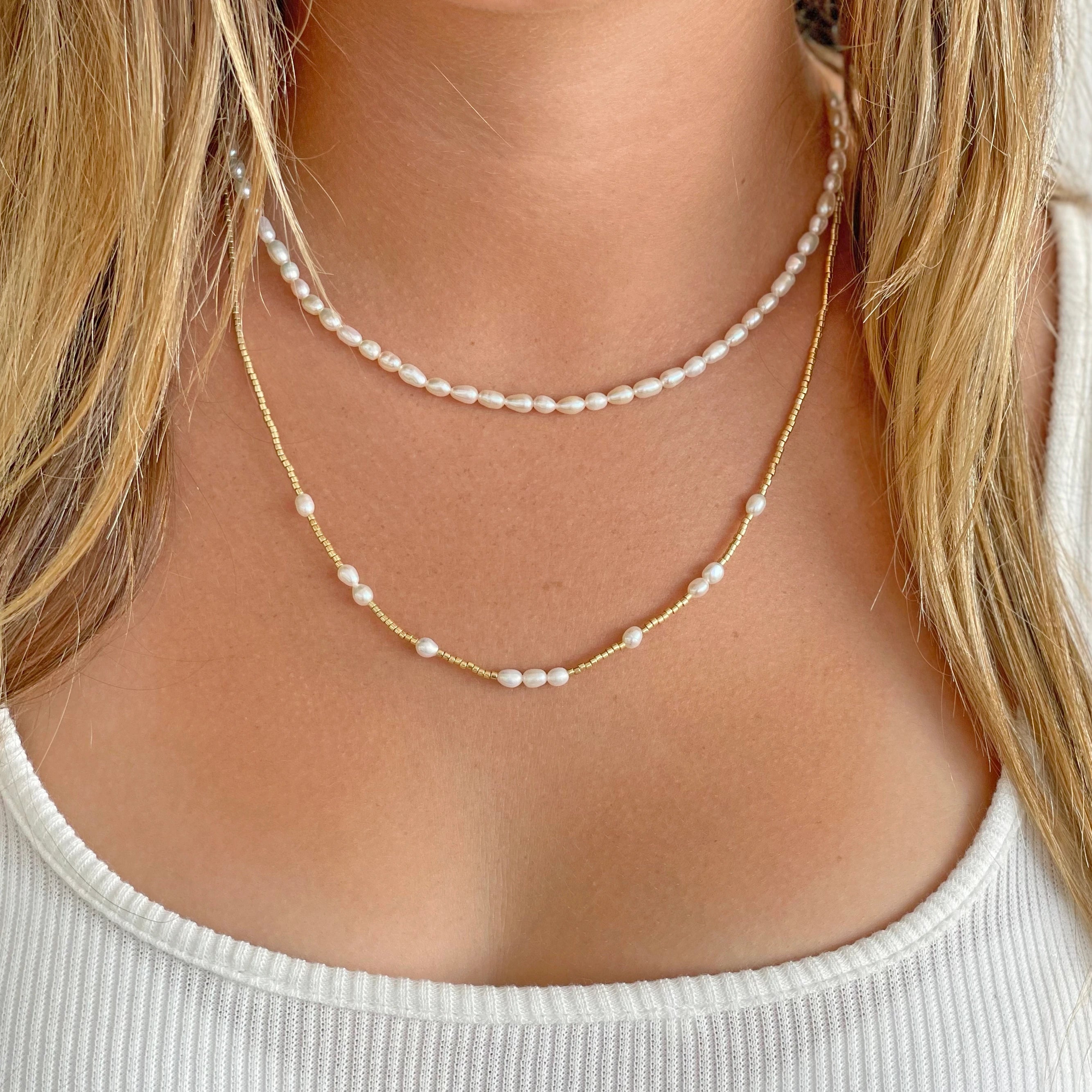 AOE Peppa Choker GOLD & PEARL